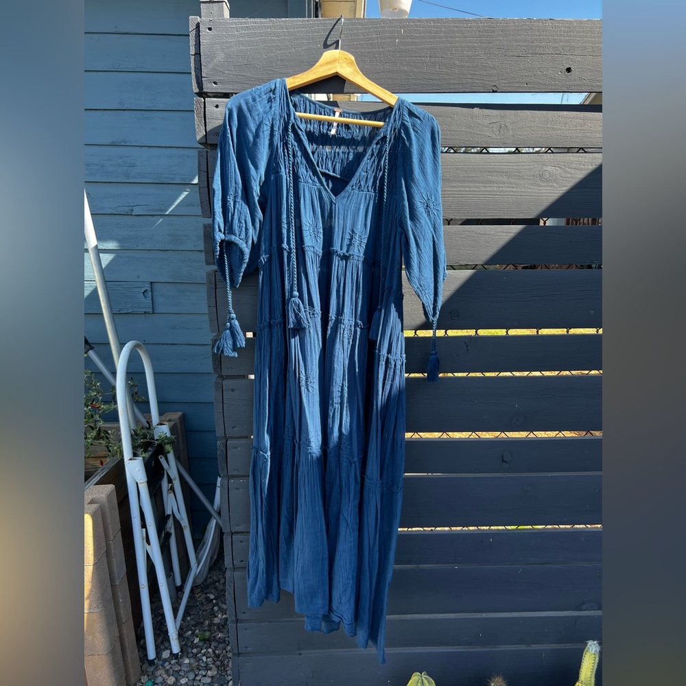 Free People Celestial Skies Midi Dress in Dark Blue (XS)